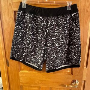 Lands' End Black and White Athletic Swim Shorts